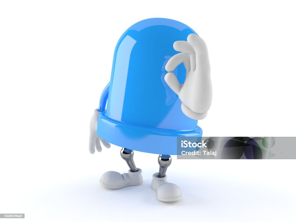 LED character with ok gesture LED character with ok gesture isolated on white background. 3d illustration Agreement Stock Photo