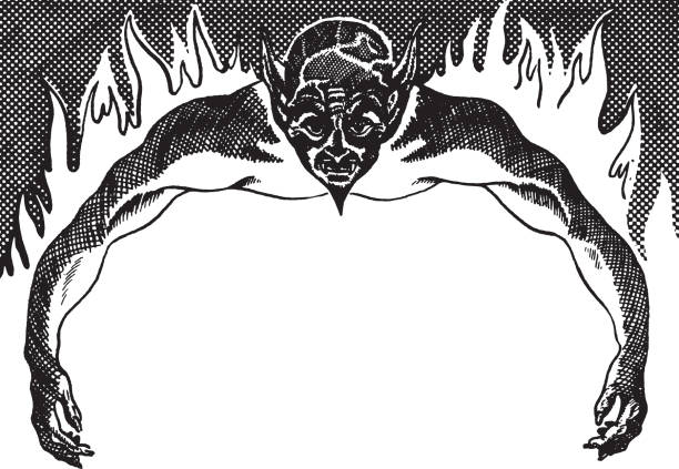 illustrazioni stock, clip art, cartoni animati e icone di tendenza di diavolo con le braccia aperte - devil