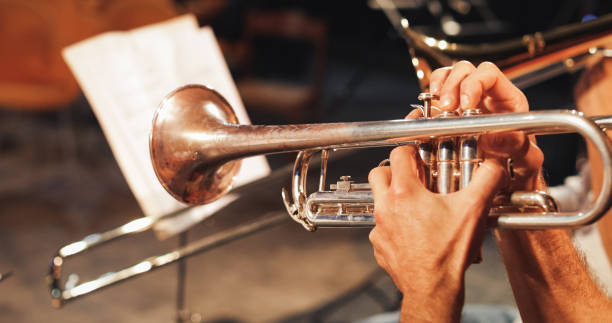 istock Playing live jazz concert: trumpet 1328151280