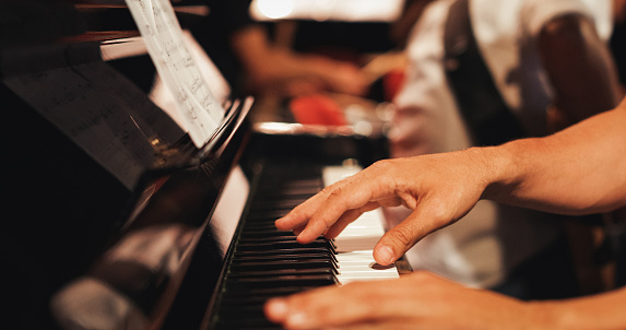 Playing live jazz concert: the piano