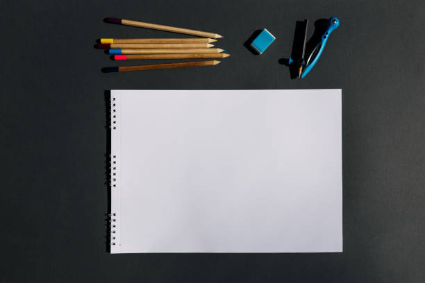 istock Blank copy space E- learning,Online education concept, School stationery supplies. Back to school. Top view copy space, blackboard 1328152947