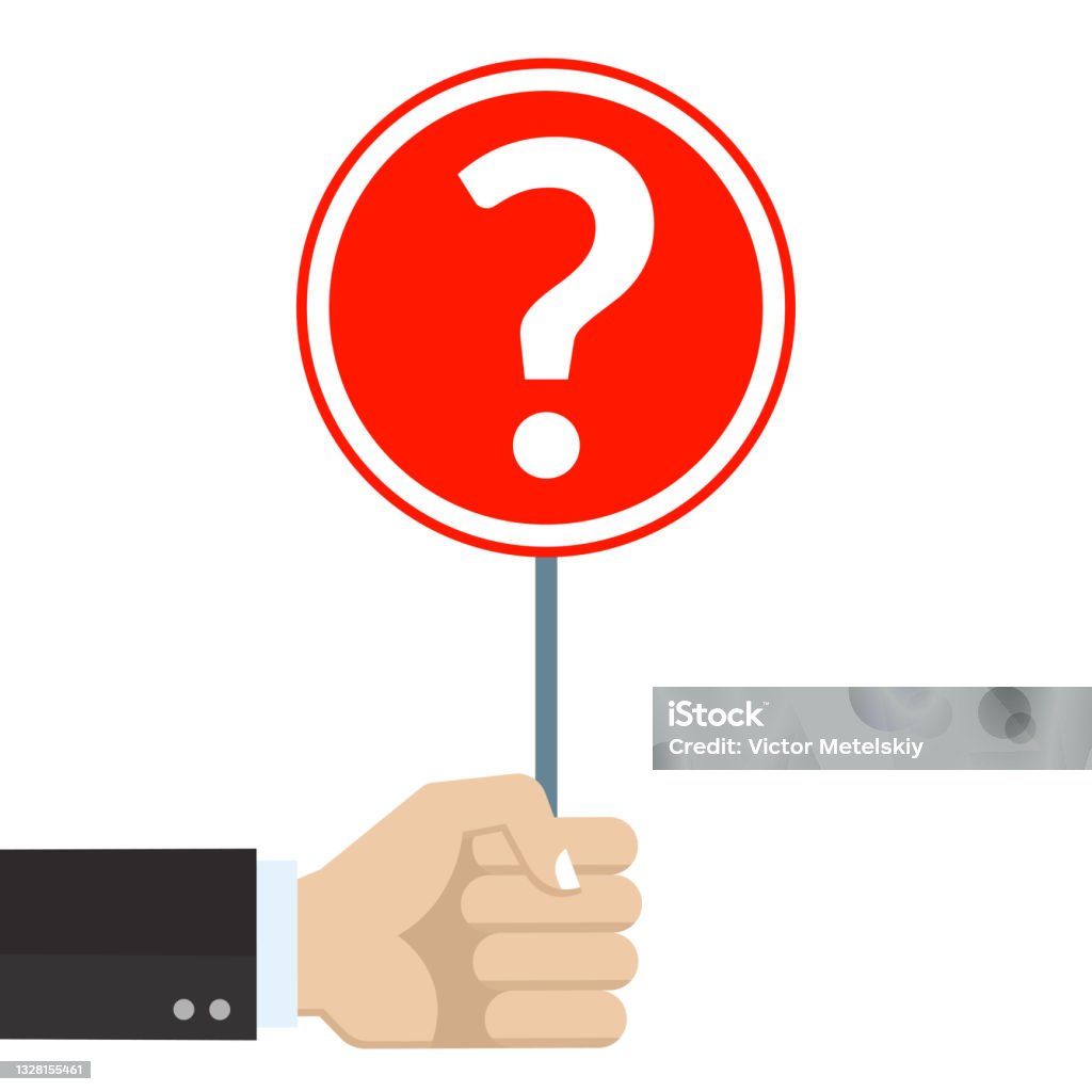 Questions Asked Sign Hand Holding A Sign With A Question Mark Faq Ask Symbol Vector ...