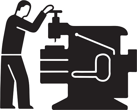 Man Operating Machine Stock Illustration - Download Image Now - Black ...