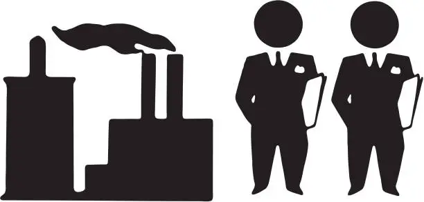 Vector illustration of Factory and Businessmen