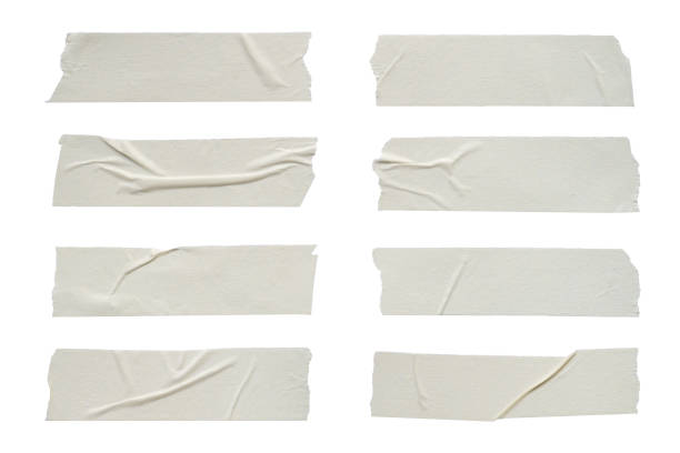 close up of adhesive tape wrinkle set on white background - onderdeel van fotos stockfoto's en -beelden