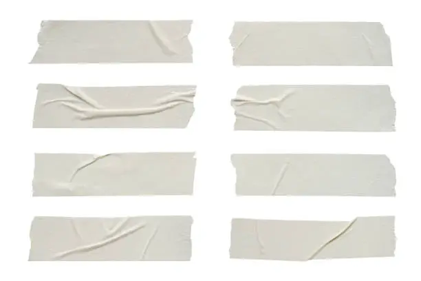 close up of adhesive tape wrinkle set on white background