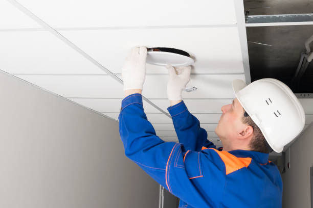 istock work is underway to install lighting in corridors, suspended ceiling 1328166064