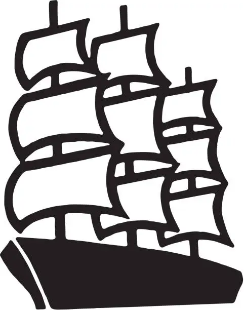 Vector illustration of Tall Sailing Ship