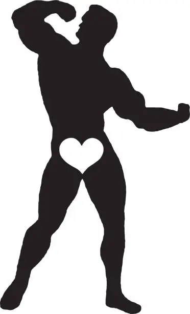 Vector illustration of Muscle Man Flexing With Heart