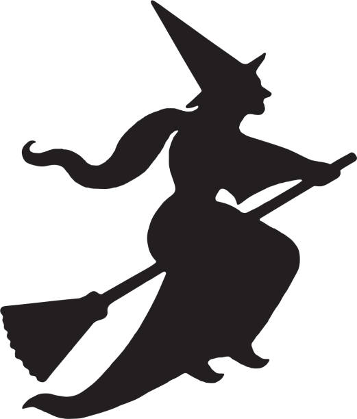 Witch Flying on Broom Witch Flying on Broom witch stock illustrations