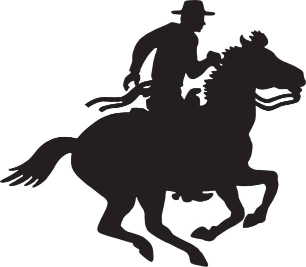 illustrazioni stock, clip art, cartoni animati e icone di tendenza di cavallo da cowboy - wild west immagine