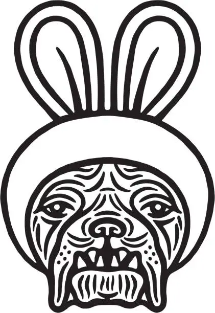 Vector illustration of Dog with Bunny Ears