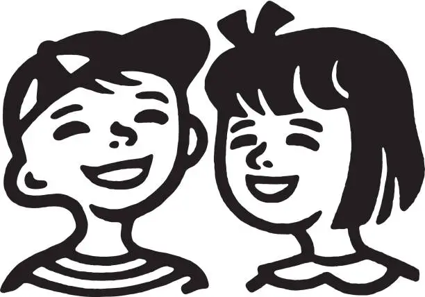 Vector illustration of Smiling Boy and Girl
