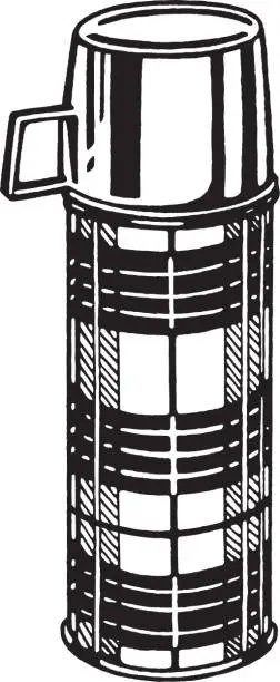 Vector illustration of Plaid Thermos