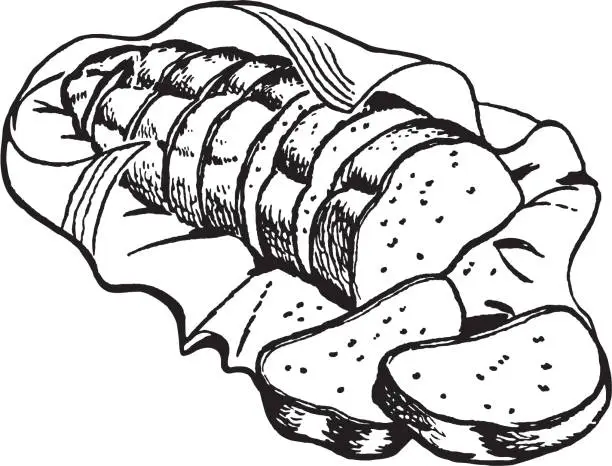 Vector illustration of Sliced French Bread in a Cloth