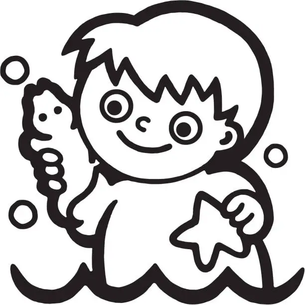 Vector illustration of Boy Playing in Pool