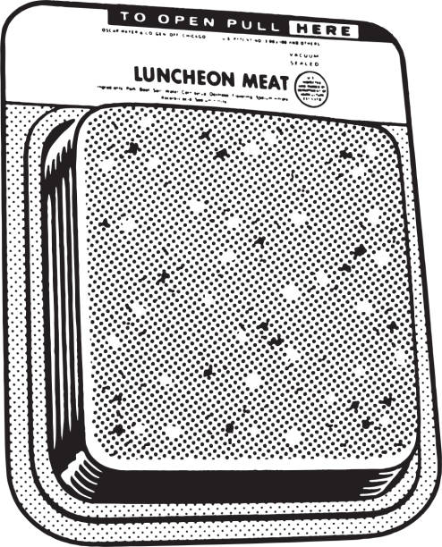 illustrazioni stock, clip art, cartoni animati e icone di tendenza di pacchetto di carne affettata per il pranzo - bologna