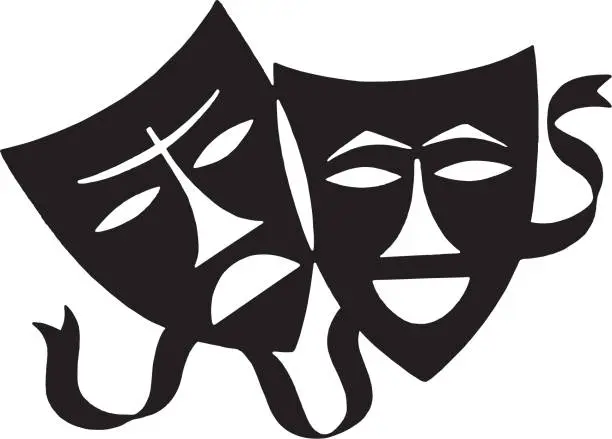 Vector illustration of Illustration of theater masks
