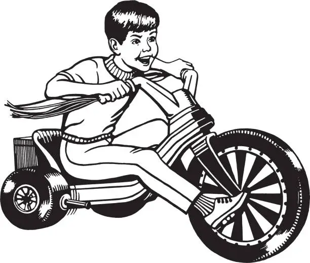 Vector illustration of Boy riding tricycle