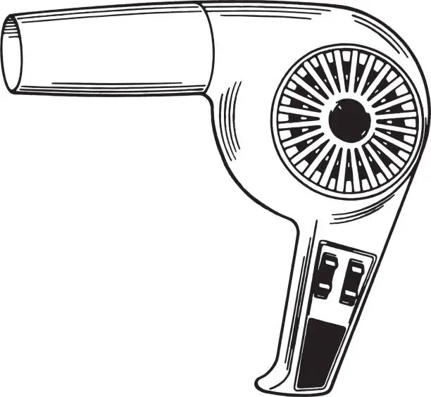 Vector illustration of Old-fashioned hair dryer