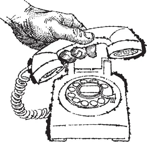 Vector illustration of Illustration of hand of person holding telephone receiver