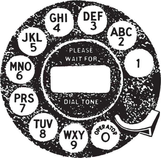 illustration altmodischer telefonwählscheiben - wählscheibe stock-grafiken, -clipart, -cartoons und -symbole