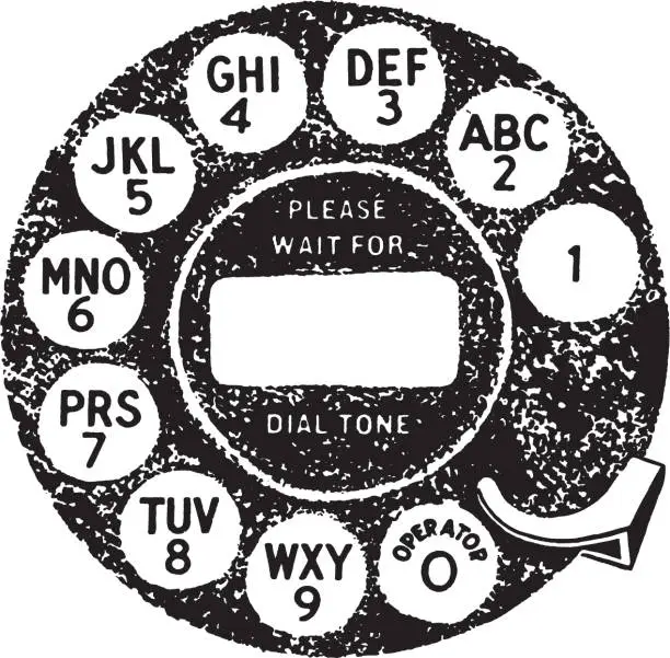 Vector illustration of Illustration of old fashioned telephone dial