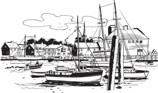 Vector illustration of Illustration of harbor