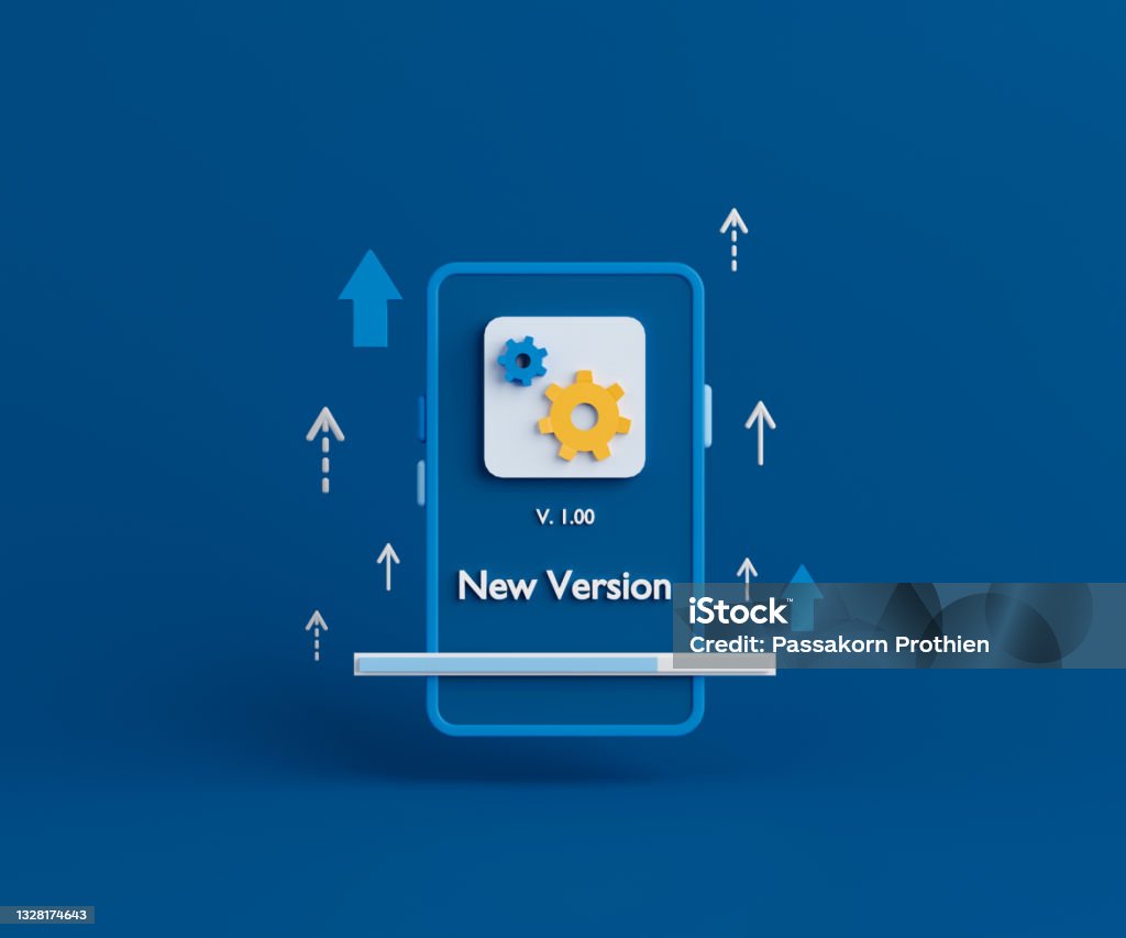 3d rendering smartphone with update interface. 3d rendering smartphone with update interface on red background. Update - Communication Stock Photo 3d rendering smartphone with update interface. 3d rendering smartphone with update interface on red background. Update - Communication Stock Photo