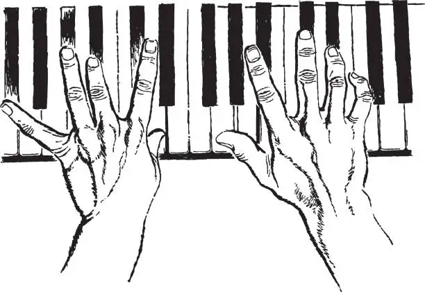 Vector illustration of Illustration of hands playing piano