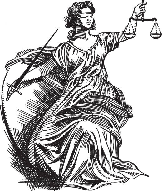 illustration der frauenjustiz - justitia stock-grafiken, -clipart, -cartoons und -symbole