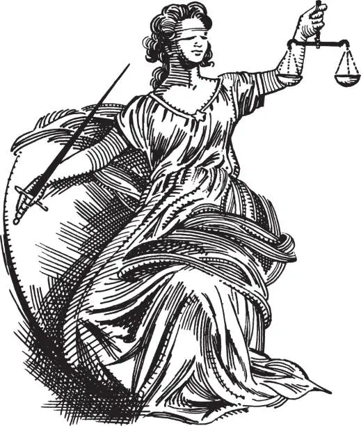 Vector illustration of Illustration of lady justice