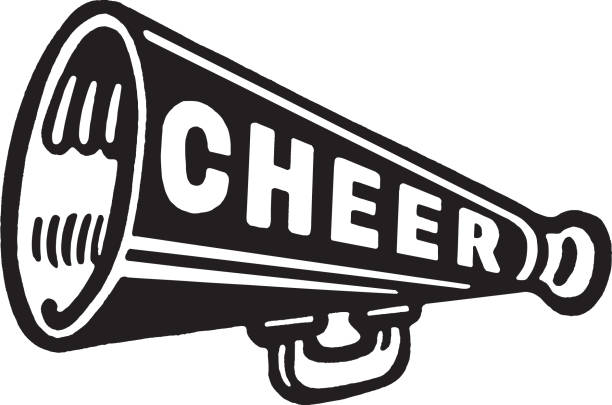 widok głośnika z napisem cheer on - cheerleader stock illustrations