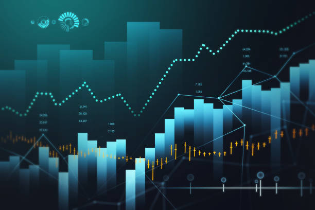 istock Abstract financial graph over emerald green background 1328177182