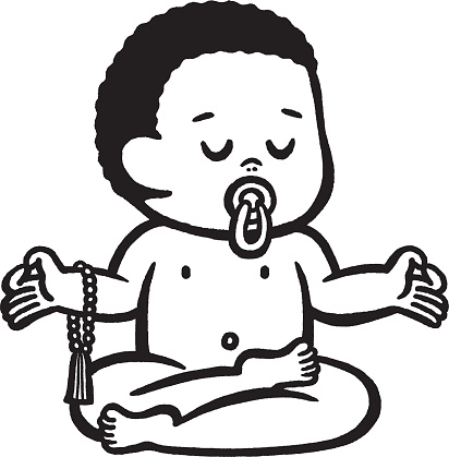 Illustration of meditating baby