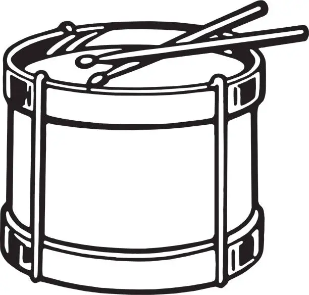 Vector illustration of Picture of drum with drumsticks