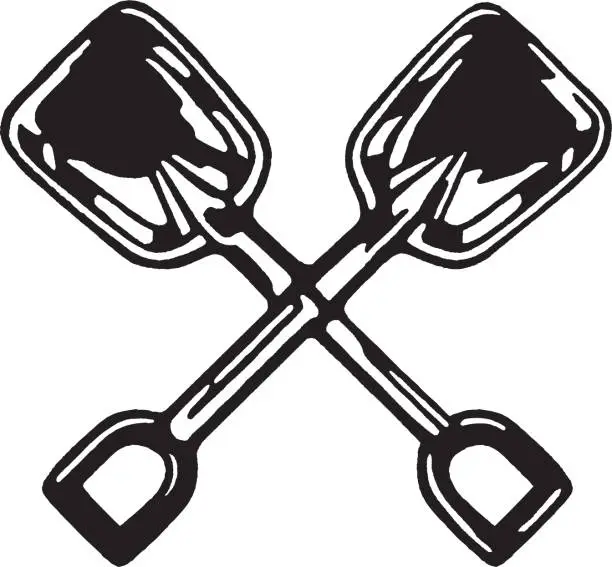 Vector illustration of Illustration with two shovels