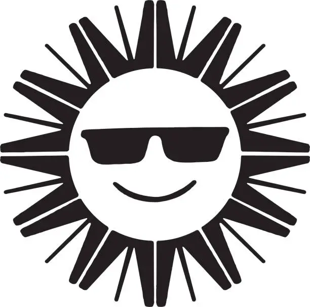 Vector illustration of Illustration with symbol of sun with anthropomorphic smiling face