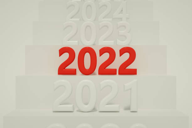 2022 New Year text on ladder