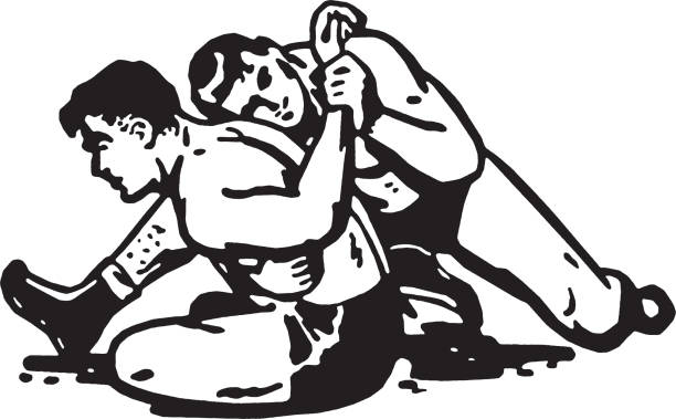 Wrestlers Wrestlers wrestling stock illustrations