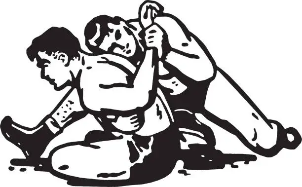 Vector illustration of Wrestlers