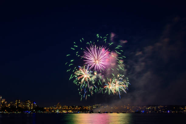 istock beautiful fireworks in Vancouver. salute, beautiful fireworks 1328179682