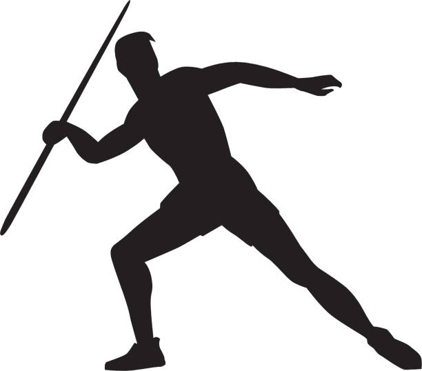 oszczepnik - silhouette sport running track event stock illustrations