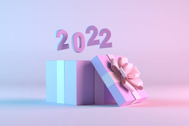 istock Open Gift Box with 2022 New Year 1328179871
