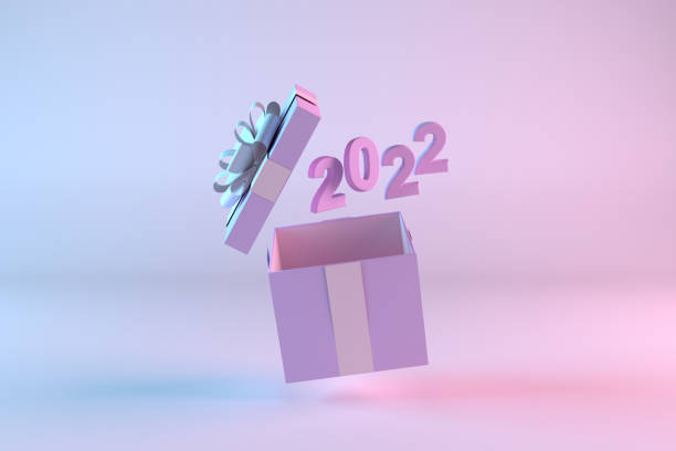 istock Open Gift Box with 2022 New Year 1328179972