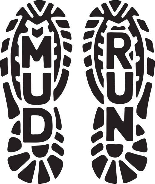 illustrations, cliparts, dessins animés et icônes de mud run shoe print - mud run