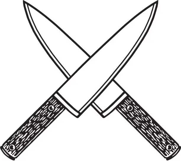 Vector illustration of Crossed Knives