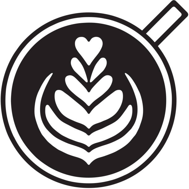 라떼 폼 장식 - coffee cafe latté cup stock illustrations