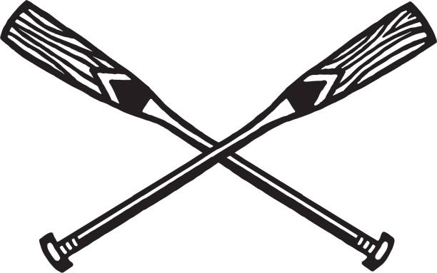 Crossed Paddles Crossed Paddles oar stock illustrations