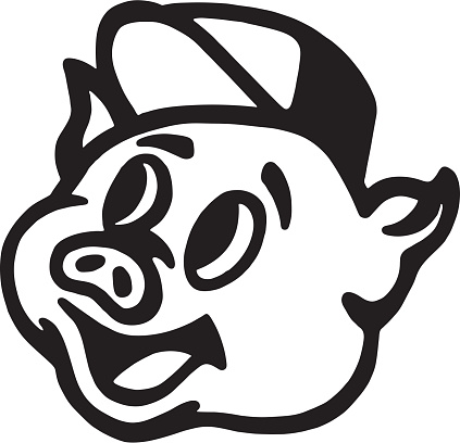 Happy Pig Wearing Cap